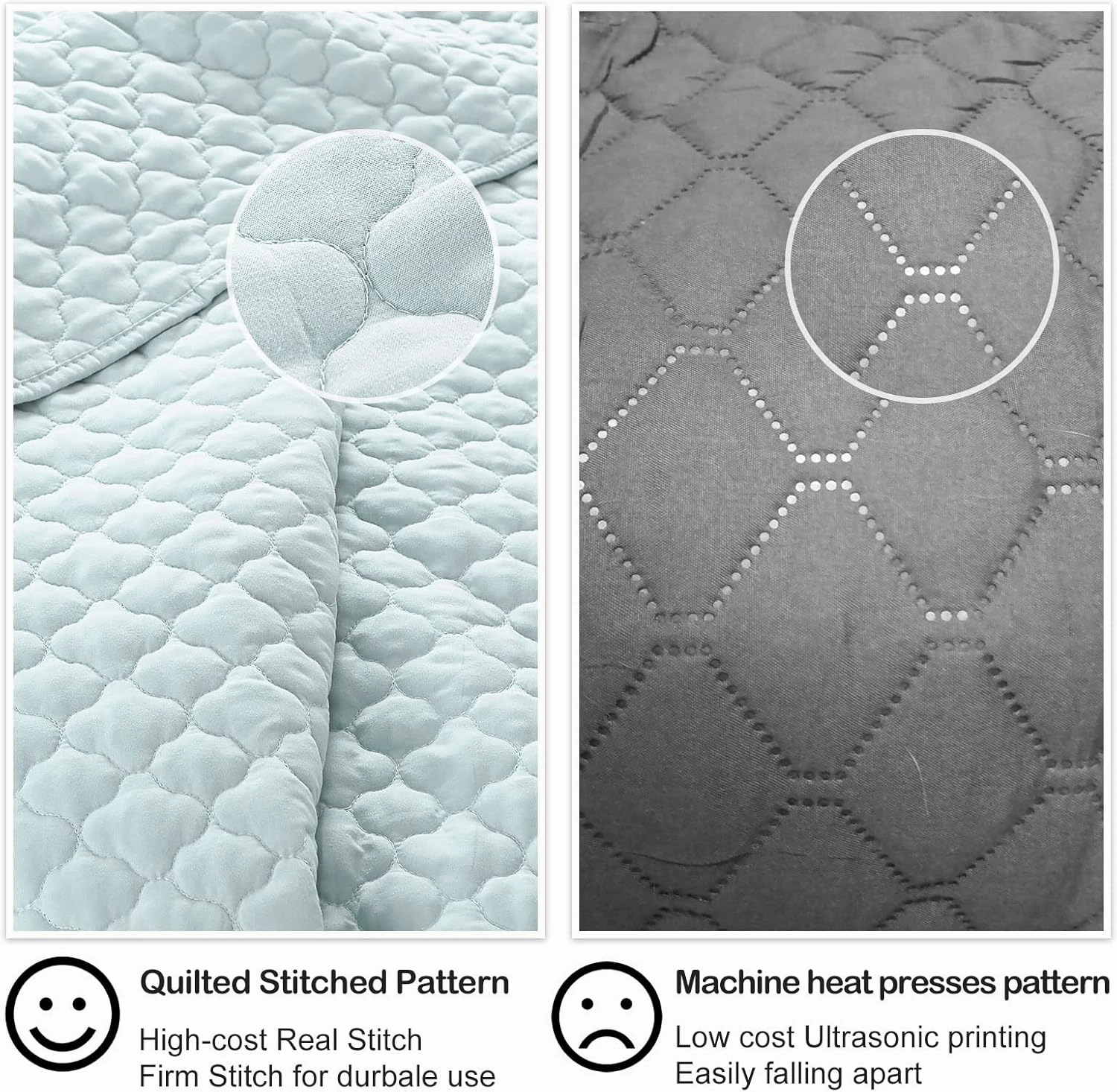 HORIMOTE HOME Quilt Queen Size Aqua Blue, Lightweight Quilt for Summer Ultra-Soft Microfiber Modern Style Quilted Clouds Pattern Bedspread Quit Set 3 Pieces(1 Quilt and 2 Pillow Shams)
