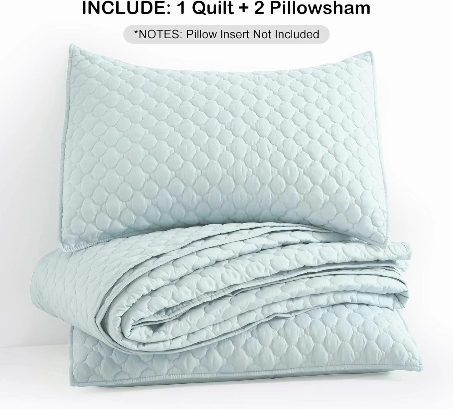 HORIMOTE HOME Quilt Queen Size Aqua Blue, Lightweight Quilt for Summer Ultra-Soft Microfiber Modern Style Quilted Clouds Pattern Bedspread Quit Set 3 Pieces(1 Quilt and 2 Pillow Shams)