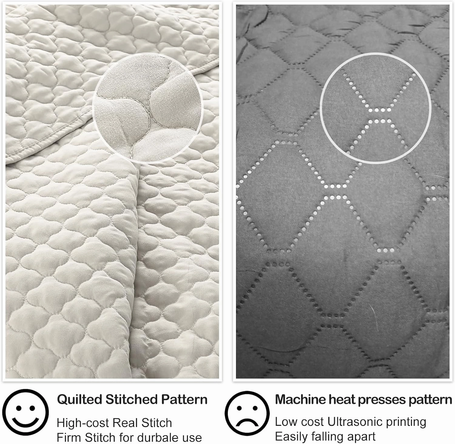 HORIMOTE HOME Quilt Set Queen Size Beige Bedspread, Modern Style Quilted Clouds Pattern Soft Coverlet Set Lightweight Microfiber for All Season, 3 Pieces Includes 1 Quilt and 2 Pillow Sham