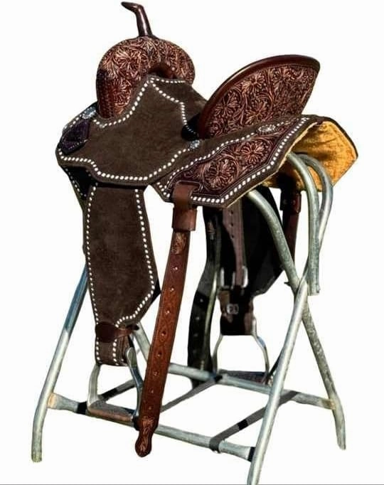 Horse Saddle Barrel Racing Western Wooden Tree Handmade Premium Leather Comfort Horse Trail Equestrian Tooled Carved Horse Riding Saddle Size: 10"-18 inches Seat Available, FS18