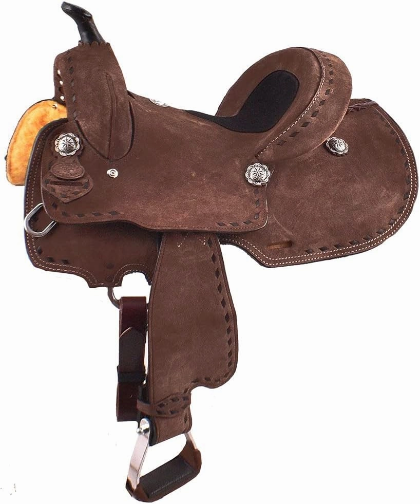 Horse Saddle Western Barrel Racing Racer Leather Handmade Premium Comfort Riding Trail Equestrian Tooled Carved Best Horse Riding Saddle for Horse Size: 10-18 inches Seat Available, BRD313