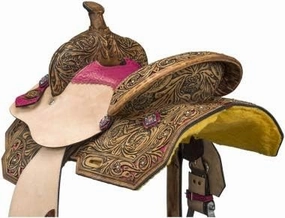 Horse Saddle Western Barrel Racing Racer Leather Handmade Premium Comfort Riding Trail Equestrian Tooled Carved Best Horse Riding Saddle for Horse Size: 10-18 inches Seat Available, BRD329