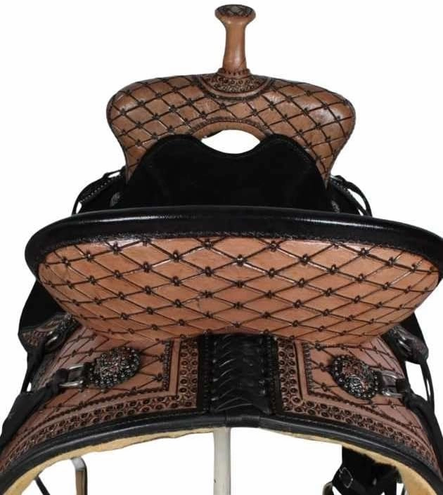 Horse Saddles Barrel Racing Western Wooden Tree Handmade Premium Leather Comfort Horses Trail Equestrian Tooled Carved Horse Saddle Riding Size: 10-18 inches Seat, KA01