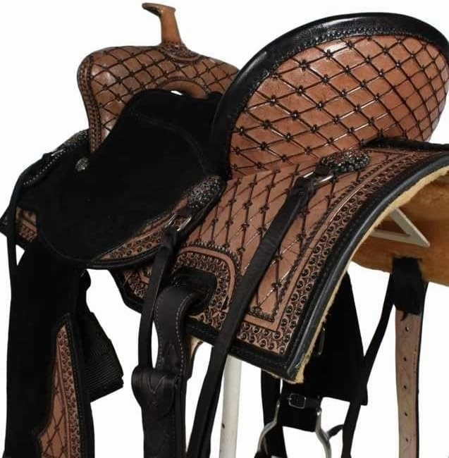 Horse Saddles Barrel Racing Western Wooden Tree Handmade Premium Leather Comfort Horses Trail Equestrian Tooled Carved Horse Saddle Riding Size: 10-18 inches Seat, KA01