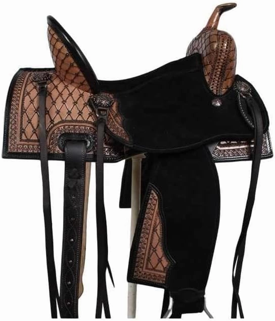 Horse Saddles Barrel Racing Western Wooden Tree Handmade Premium Leather Comfort Horses Trail Equestrian Tooled Carved Horse Saddle Riding Size: 10-18 inches Seat, KA01