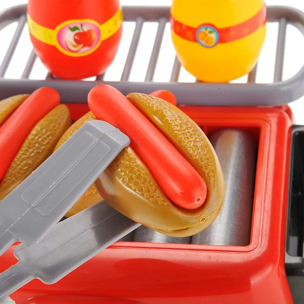 Hot Dog Roller Grill Play Set - Electric Stove Toy with Light & Sound | Pretend Play Kitchen Appliance for Kids | Fun Barbecue Food Toy for Toddlers