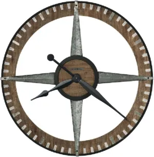 Howard Miller Buster Gallery Wall Clock, Charcoal Finished Metal Frame with Wooden Ring & Quartz Movement, Wall Mount Battery Powered Perfect for Home Decor, Living Room & Office Decor