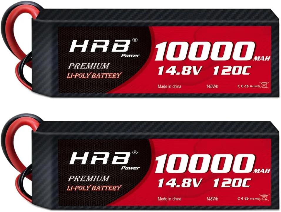 HRB 4S 10000mAh Lipo Battery EC5 120C Soft Case 14.8V RC Lipo Battery Compatible with RC Car Airplane Helicopter Truck Boat (2 Packs)