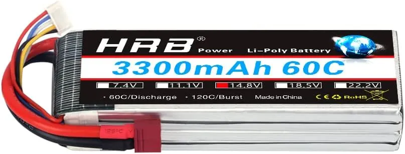 HRB 4S 3300mAh Lipo Battery Soft Case 14.8V 60C T RC Lipo Battery Compatible with RC Car Airplane Truck Boat