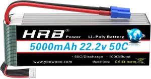 HRB 6S 5000mAh Lipo Battery EC5 Soft Case 50C 100C 22.2V RC Lipo Battery Compatible for RC Quadcopter Airplane 500 600 Helicopter Car Truck