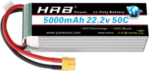HRB 6S 5000mAh Lipo Battery XT60 50C-100C 22.2V RC Lipo Battery Soft Case Compatible with RC Quadcopter Helicopter Airplane Car Boat Truck