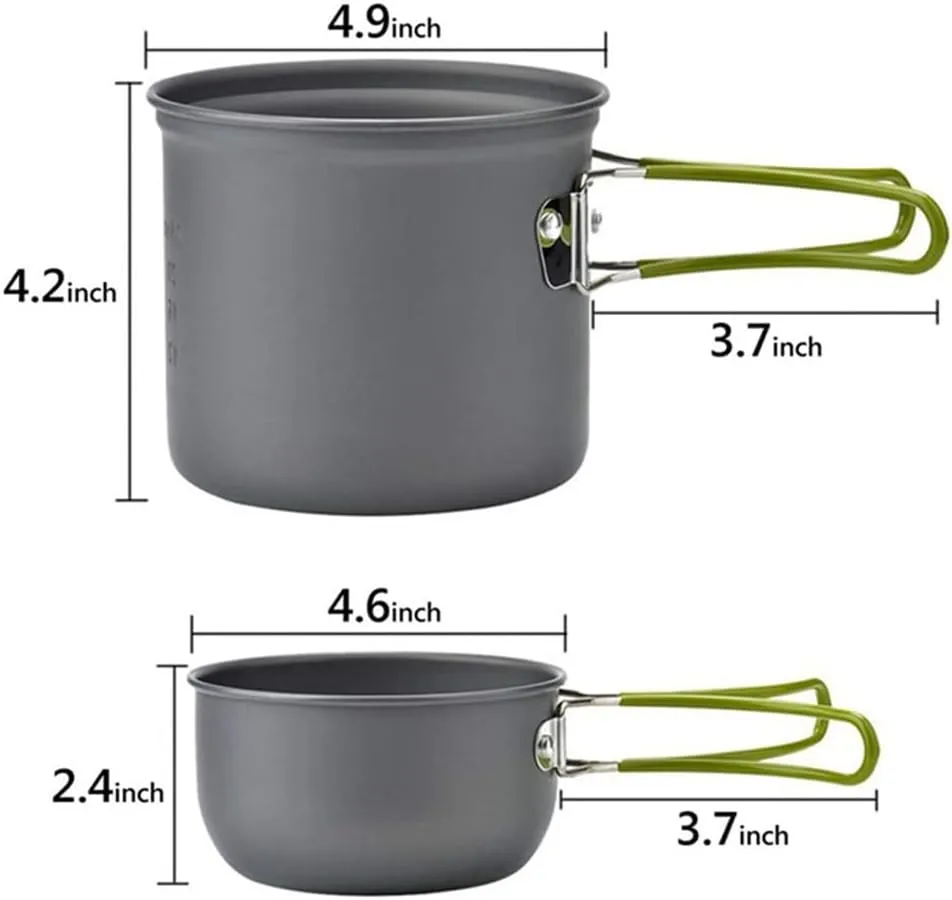 HXBER Camping Hiking Cookware Set Outdoor Portable Picnic Cookware Kit Alumina Pot Set Travel Cooking Accessory