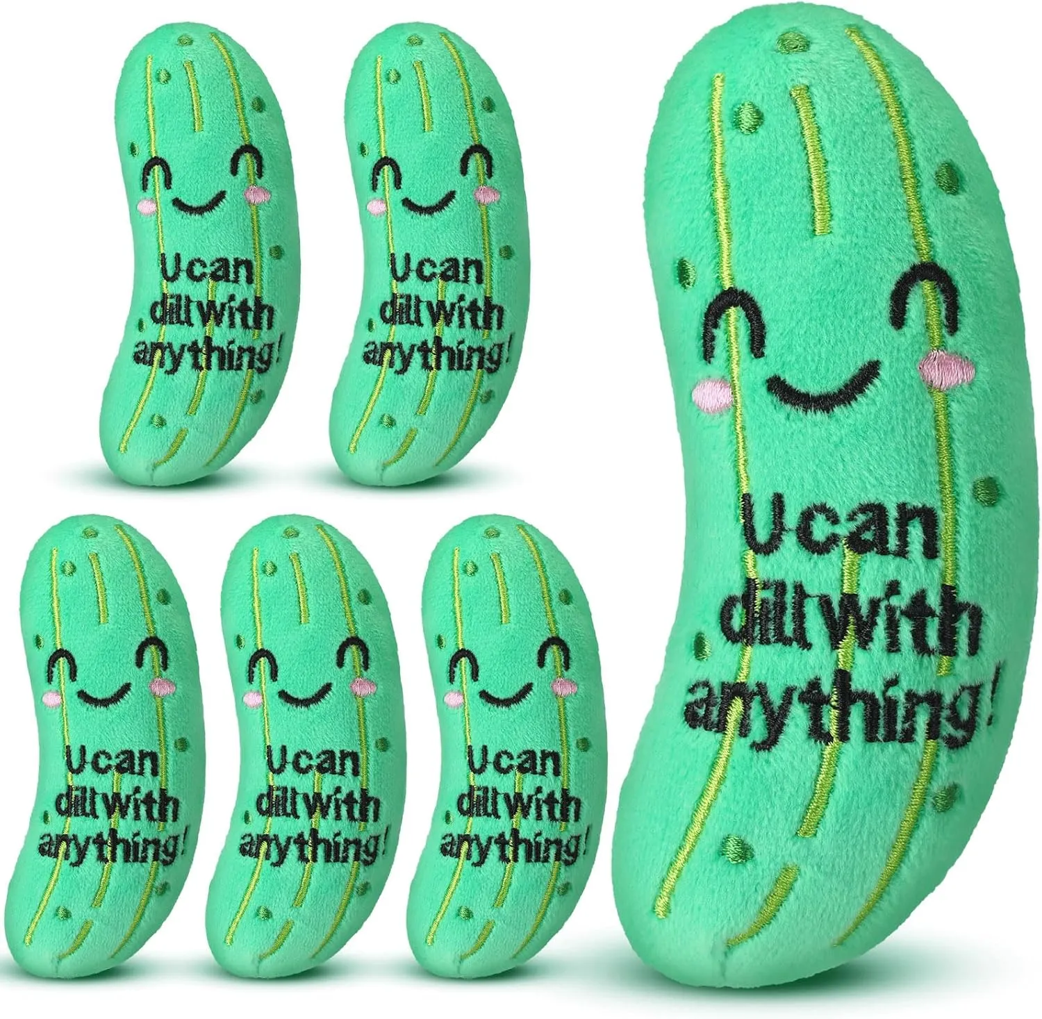 HyDren 6 Pcs Positive Cucumber Plush 3.15'' Cute Emotional Cucumber Stuffed Stress Relief Doll Reduce Pressure Toy Inspirational Gifts for Girls and Boys End of Year Graduation Employee Appreciation