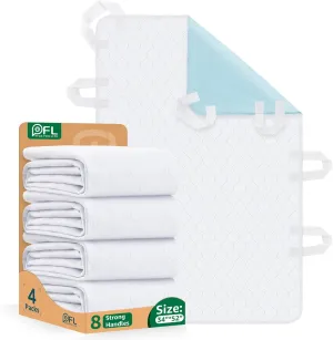 Incontinence Bed Pads Whasbable: Waterproof Bed Pads for Elderly with 8 Handles,4 Pcs 34"x52" Reusable Bed Underpads, Positioning Bed Pads for Incontinence Adult, Bedwet,Kids,Bedridden,Hospitals