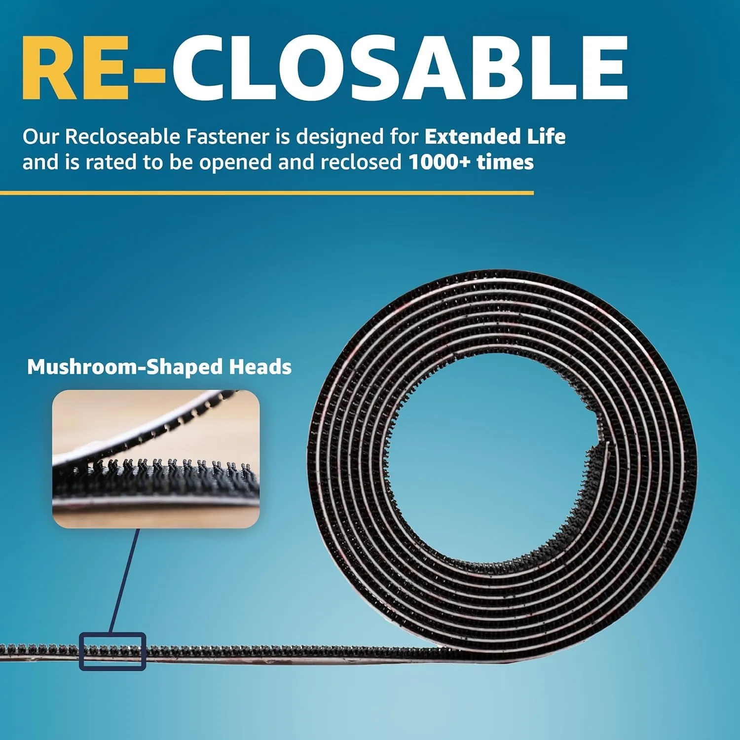 Industrial Strength -10FT 2Pack - Clear Indoor/Outdoor Adhesive Mounting Tape- Self Mating Reclosable Fastener Compatible with 3M SJ3550 / SJ3560 Dual Lock
