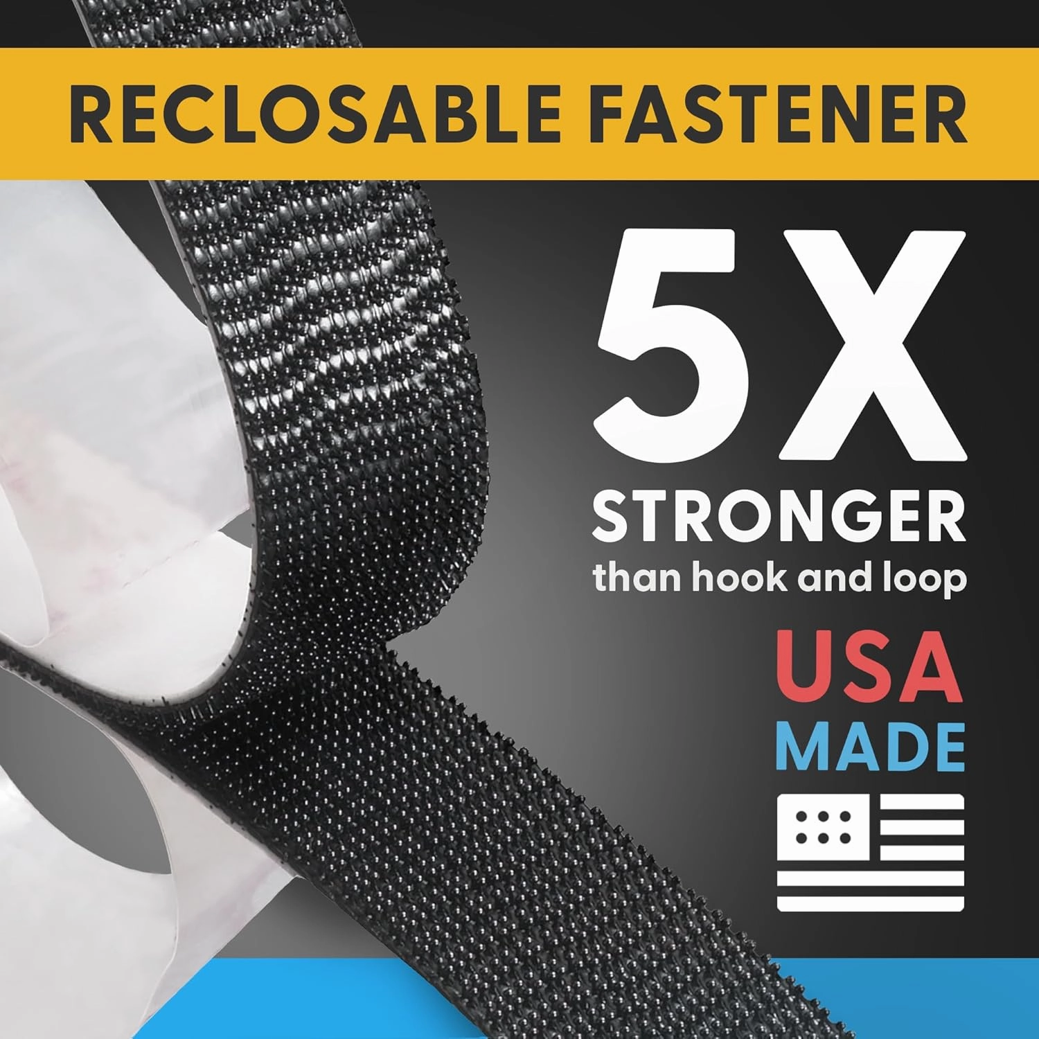 Industrial Strength - 5FT Black Indoor/Outdoor Adhesive Mounting Tape - Self Mating Reclosable Fastener Compatible with 3M SJ3550 / SJ3560 Dual Lock