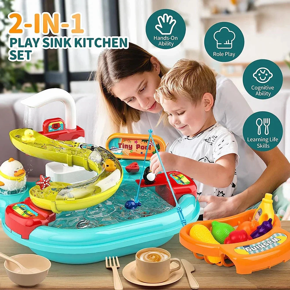 Interactive Water Fun - Play Kitchen And Fishing Set For Children