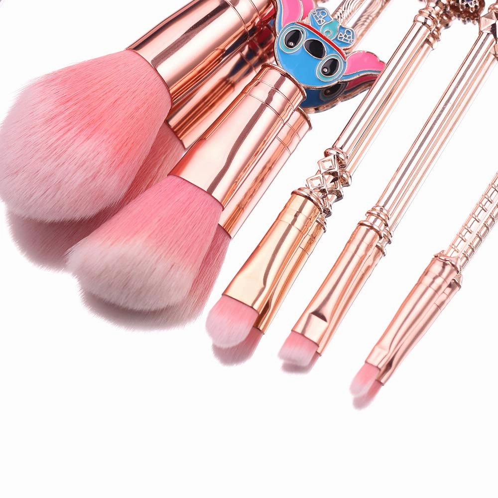 Interstellar Baby Makeup Brushes Set - 5Pcs Creative Stitch Theme Cosmetic Brushes Set, Premium Synthetic Foundation Eyeshades Brush Set Best Gift for Young Girl Women (Pink Set 3)