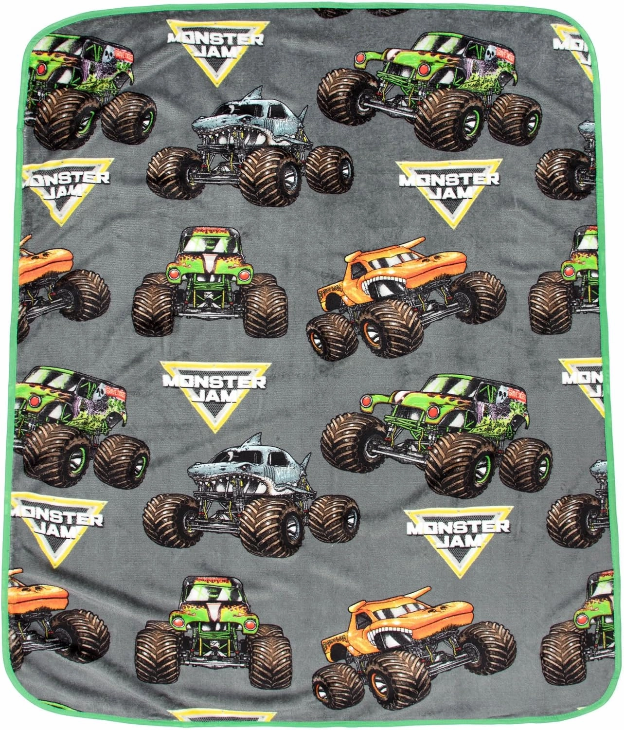 Jay Franco Monster Jam Grave Digger Nogginz Set - 40 x 50 Inch Lightweight Travel Throw Blanket & Pillow - Kids Super Soft 2 Piece Bedding Set