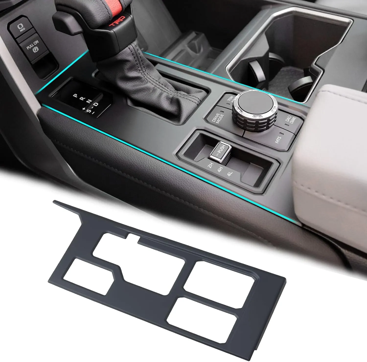 JDMCAR Central Control Gear Shift Panel Trim Cover Compatible with 2022 2023 2024 2025 Toyota Tundra/Sequoia Accessories, Gear Shift Control Anti-Scratch Panel Decorative Sticker -Matte Black