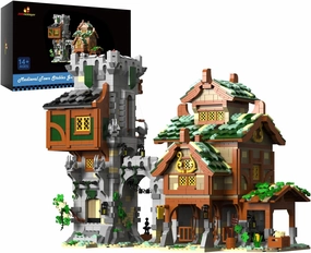 JMBricklayer Medieval Stables and Guard Tower Building Sets for Adults and Teens Age 14 : Embark on a Chivalrous Journey, Medieval Castle Modular Buildings Display, Creative Gifts Building Toys 30107