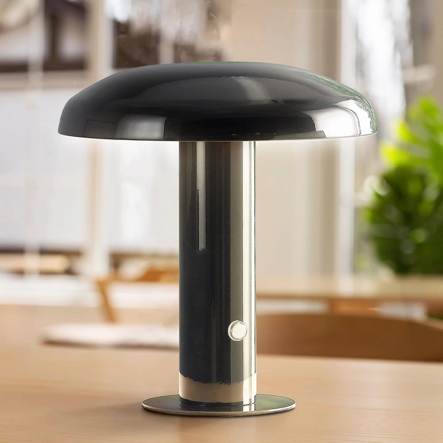 JONATHAN Y JYL7114A Suillius 11" Contemporary Bohemian Rechargeable/Cordless Portable Iron Integrated LED Mushroom Table Lamp Modern, Coastal Bedside Desk Nightstand Lamp, Black