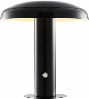 JONATHAN Y JYL7114A Suillius 11" Contemporary Bohemian Rechargeable/Cordless Portable Iron Integrated LED Mushroom Table Lamp Modern, Coastal Bedside Desk Nightstand Lamp, Black