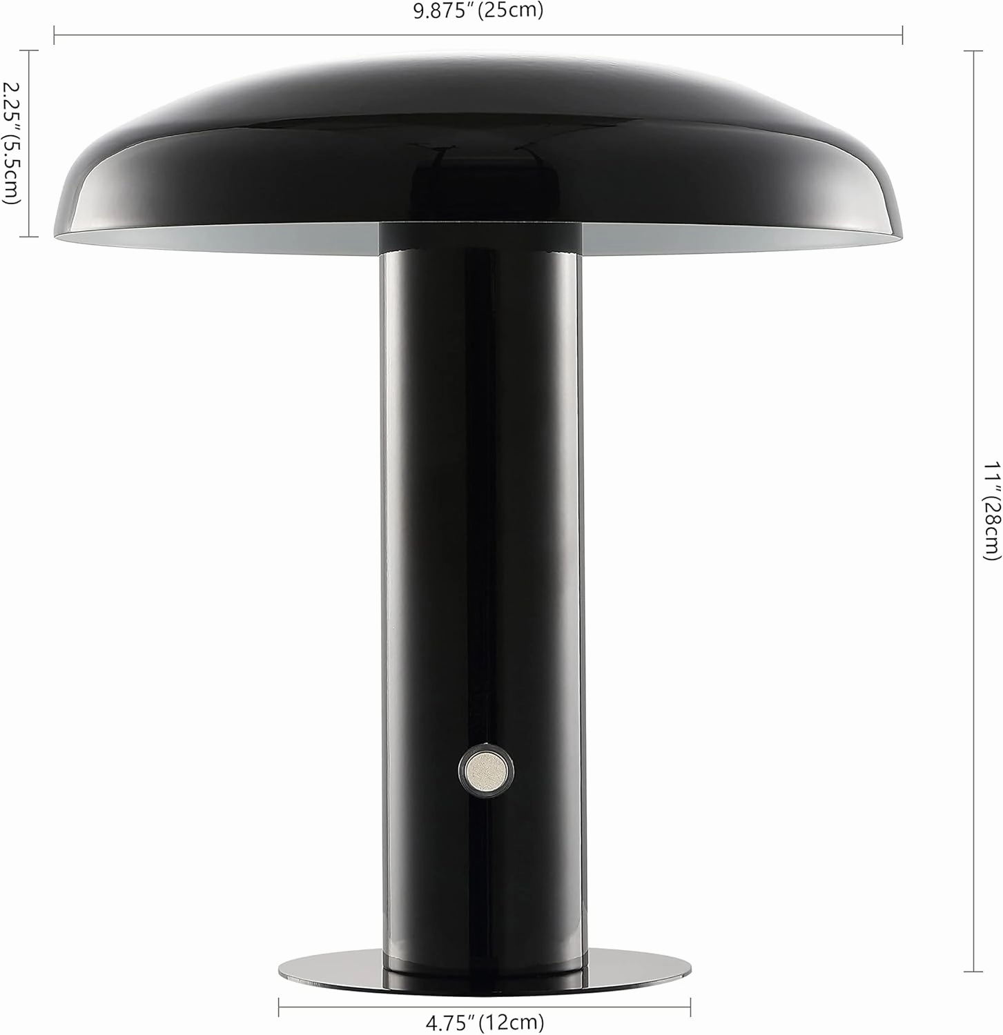 JONATHAN Y JYL7114A Suillius 11" Contemporary Bohemian Rechargeable/Cordless Portable Iron Integrated LED Mushroom Table Lamp Modern, Coastal Bedside Desk Nightstand Lamp, Black