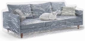 KEBE Clear Thicker Couch Cover for Pets, Heavy Duty Waterproof Plastic Shield Cat Dog Scratch Proof Protector, Non-Slip Sofa Slipcover for Storage and Moving