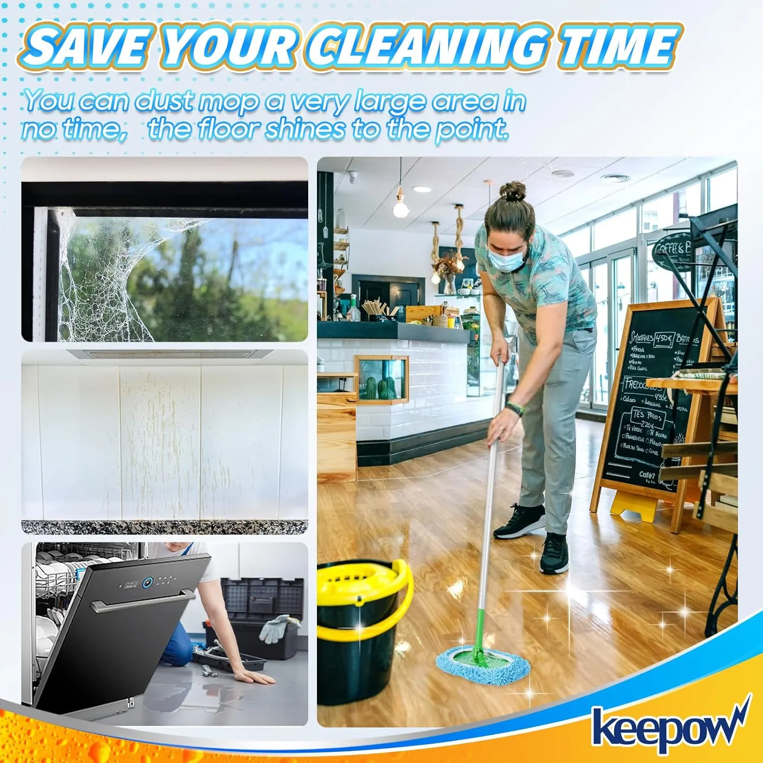 KEEPOW Wet Pads Refill for Swiffer Sweeper Mop - Dry Sweeping Cloths for Floor Mopping and Cleaning - Pet Heavy Duty Pads Refills, Upgraded Reusable (10 Pack)