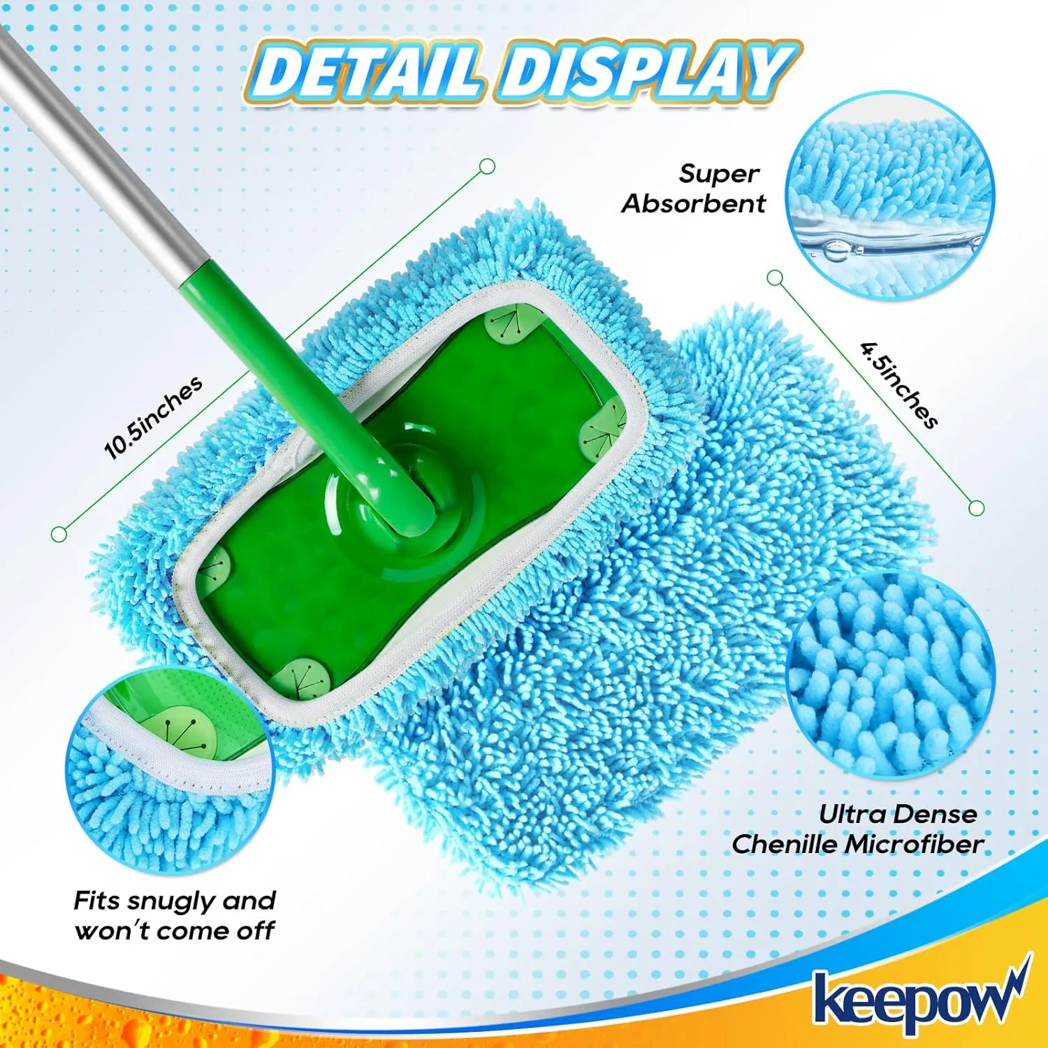 KEEPOW Wet Pads Refill for Swiffer Sweeper Mop - Dry Sweeping Cloths for Floor Mopping and Cleaning - Pet Heavy Duty Pads Refills, Upgraded Reusable (10 Pack)