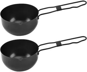 Kichvoe 2pcs Iron Outdoor Cooking Pot Soup Sauce Pan for Camping Energy-saving Cookware Handle for Outdoor Kitchen and Picnic