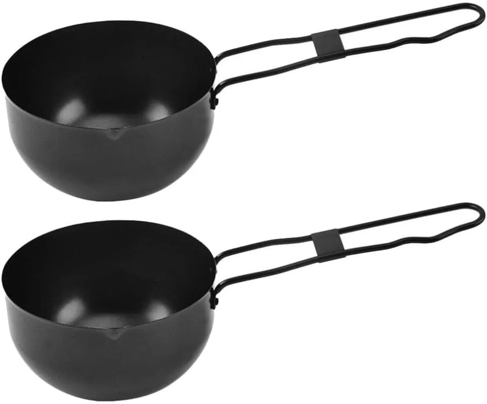 Kichvoe 2pcs Iron Outdoor Cooking Pot Soup Sauce Pan for Camping Energy-saving Cookware Handle for Outdoor Kitchen and Picnic