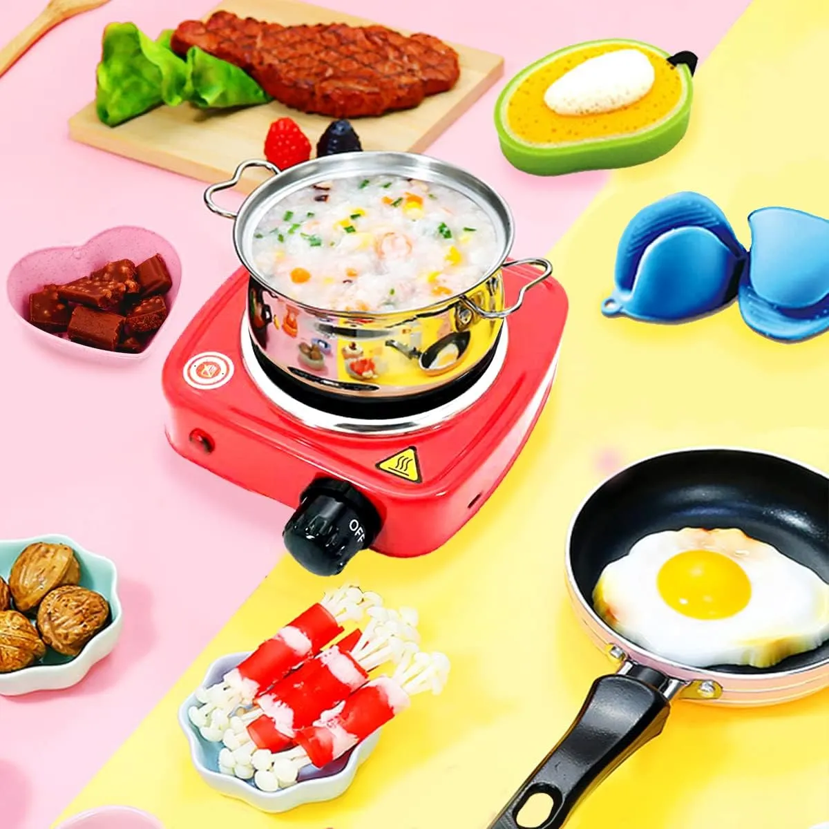 Kids Junior Tiny Real Easy Cooking Kitchen Set and Baking Kit - 22 Pc. Mini Stove Burner, Chef, Apron, Oven Mitt, Recipes - Easy Cook Real Food Utensils Gift for Boys and Girls Ages 6-12…