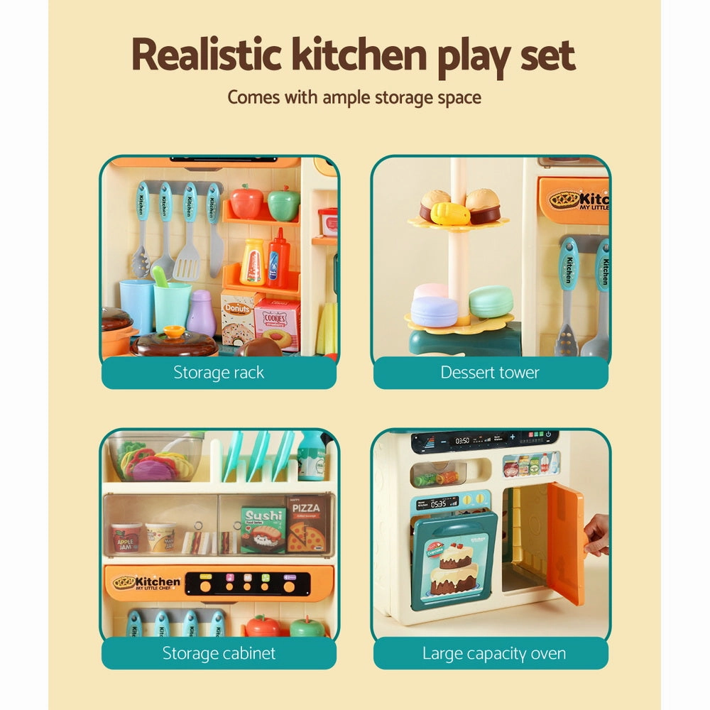 Kids Kitchen Pretend Play Set Cooking Sound Steam Light Function