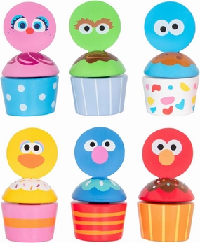 KIDS PREFERRED Sesame Street-Wood Mix-n-Match Cupcake Set for Toddlers