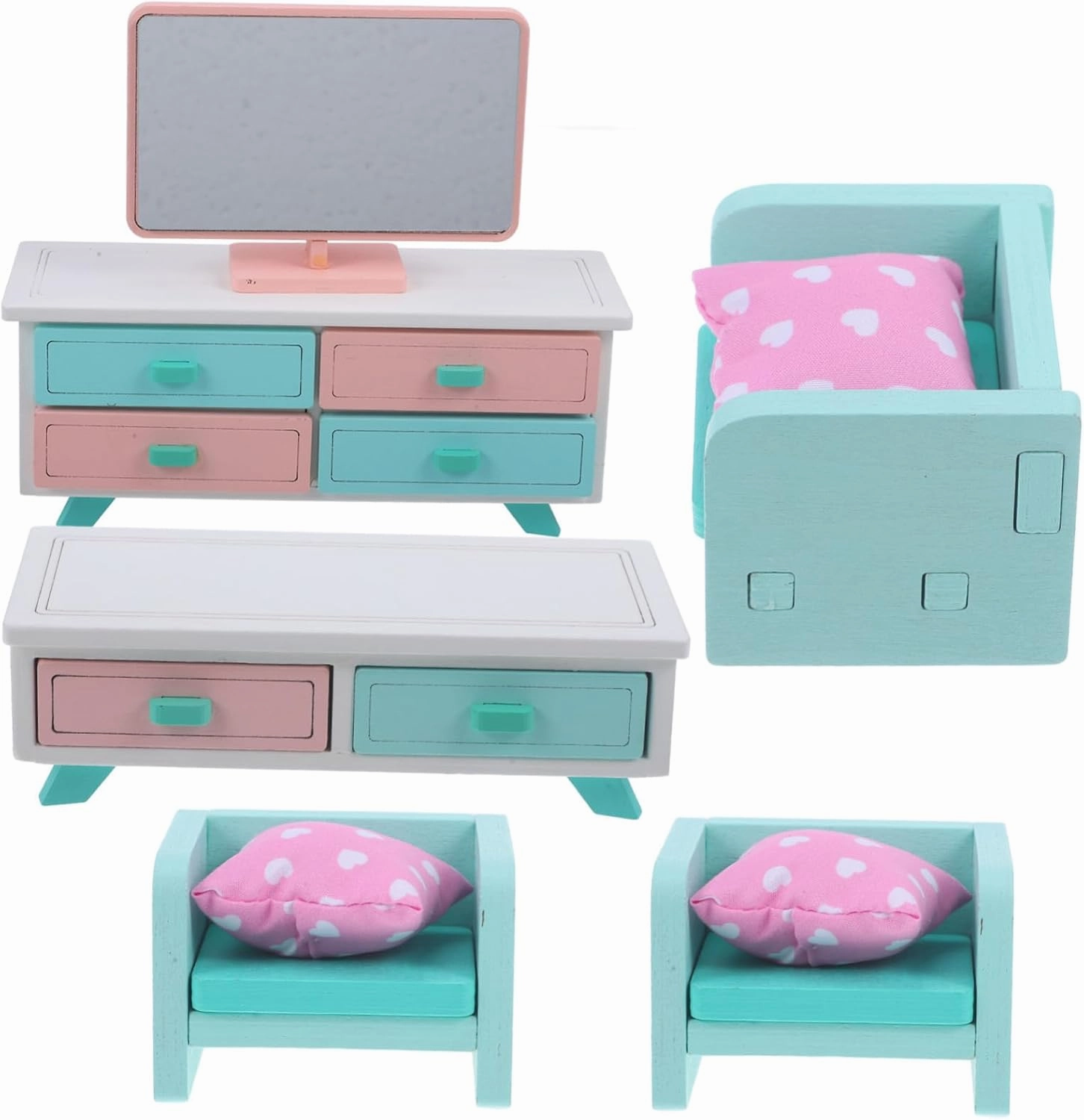 Kisangel 1Set Miniature Doll House Furniture Set Living for DIY Accessories for Creative Play Birthdays and Holidays