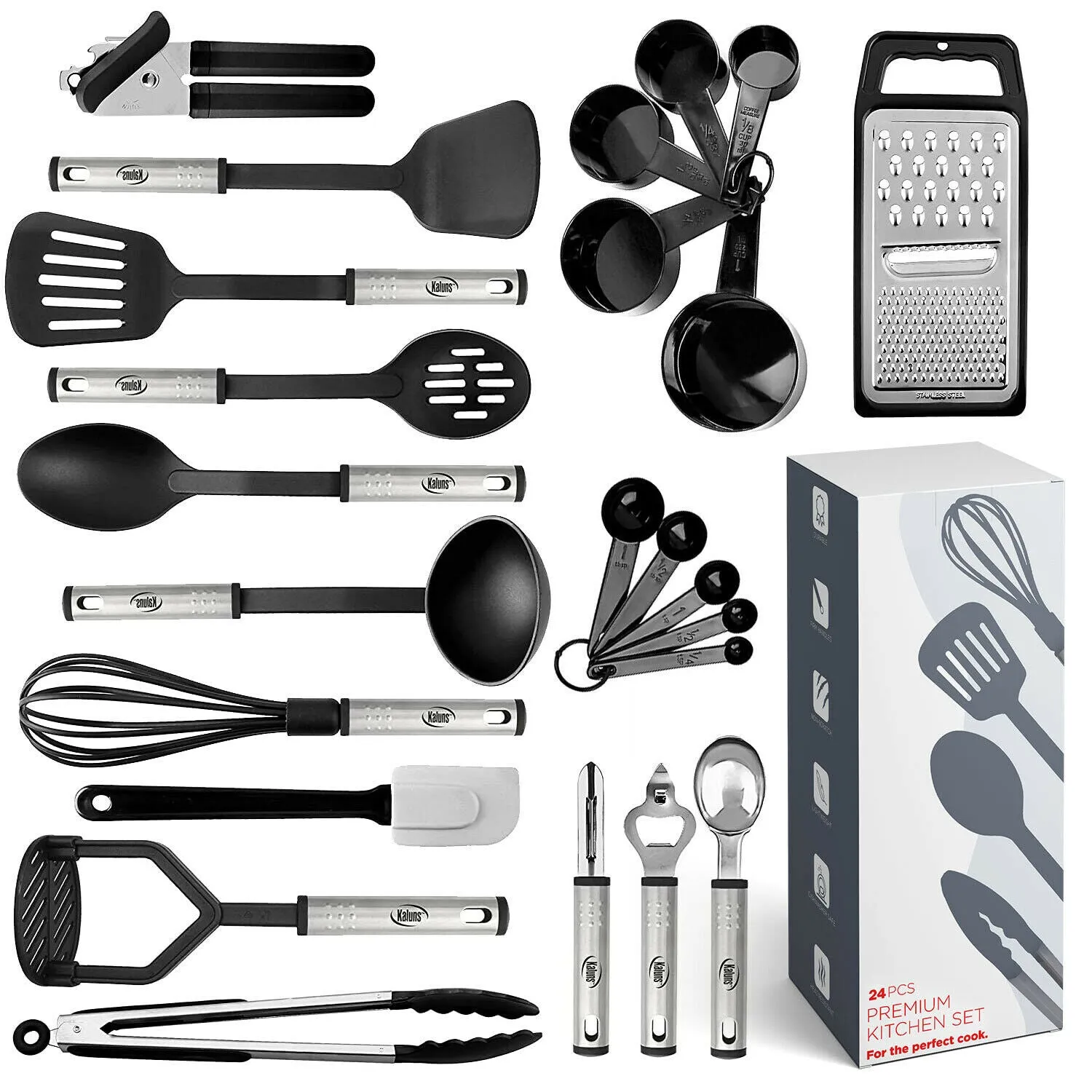 Kitchen Utensils & Gadgets Set - Stainless Steel Cooking Tools 24pcs