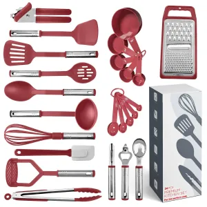 Kitchen Utensils & Gadgets Set - Stainless Steel Cooking Tools 24pcs