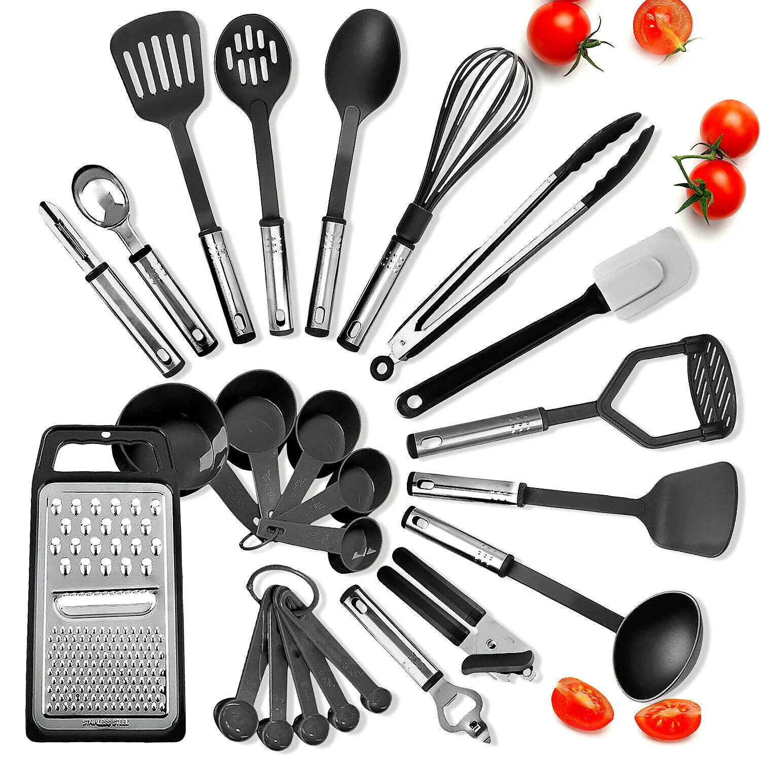 Kitchen Utensils & Gadgets Set - Stainless Steel Cooking Tools 24pcs
