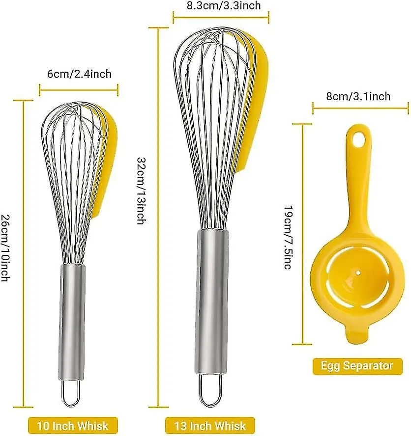 Kitchen Whisk 2 Pack Stainless Steel Balloon Mixer With