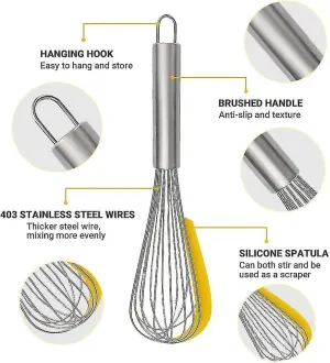 Kitchen Whisk 2 Pack Stainless Steel Balloon Mixer With