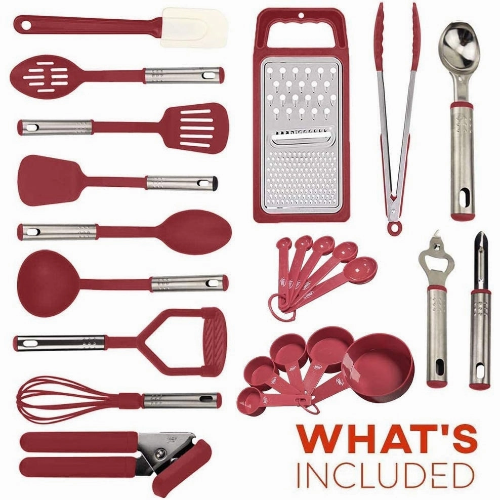 Kitchen Utensil Set, 24 Nylon and Stainless Steel Cooking Utensils