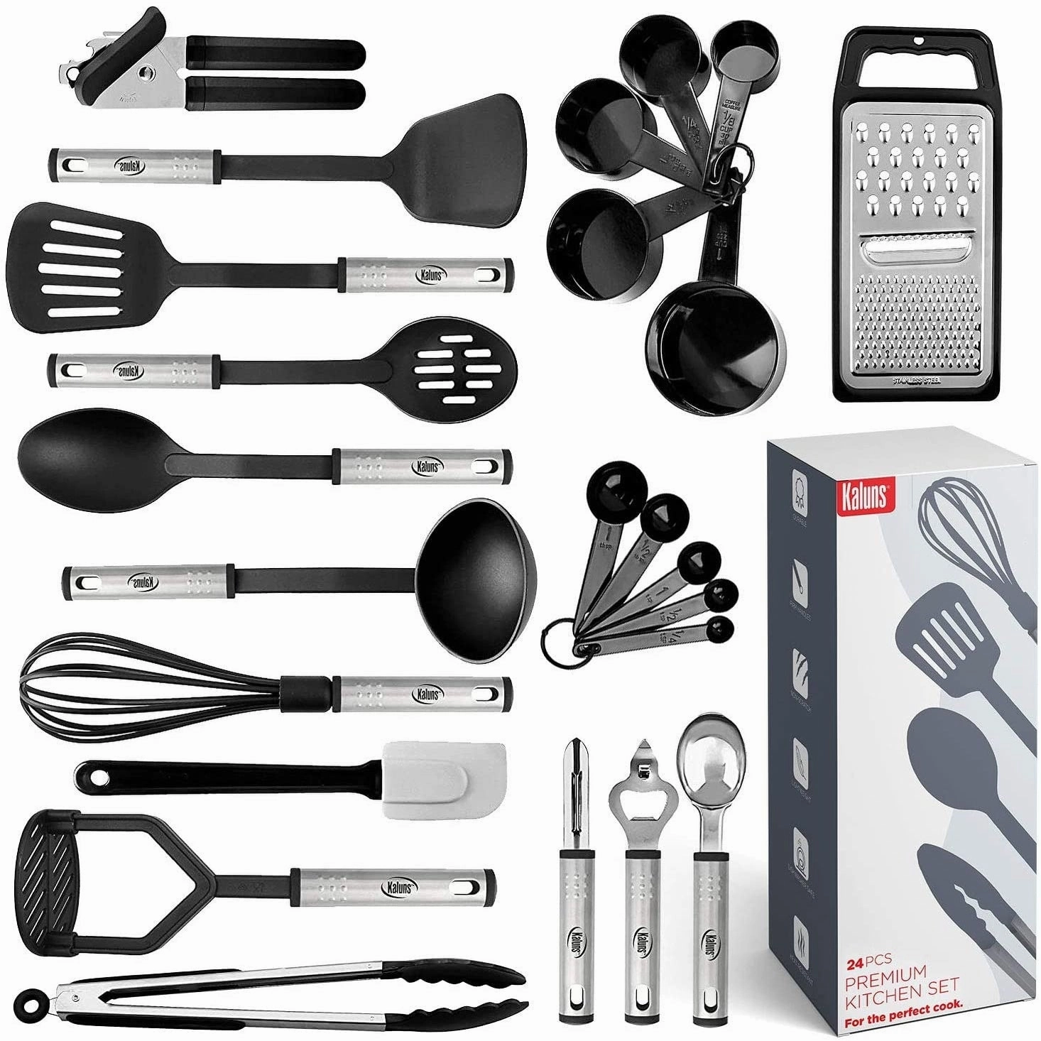 Kitchen Utensil Set, 24 Nylon and Stainless Steel Cooking Utensils