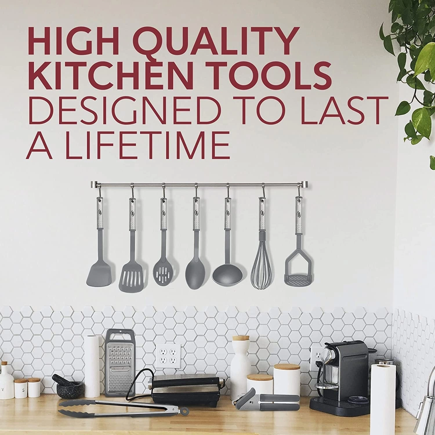 Kitchen Utensil Set, 24 Nylon and Stainless Steel Cooking Utensils