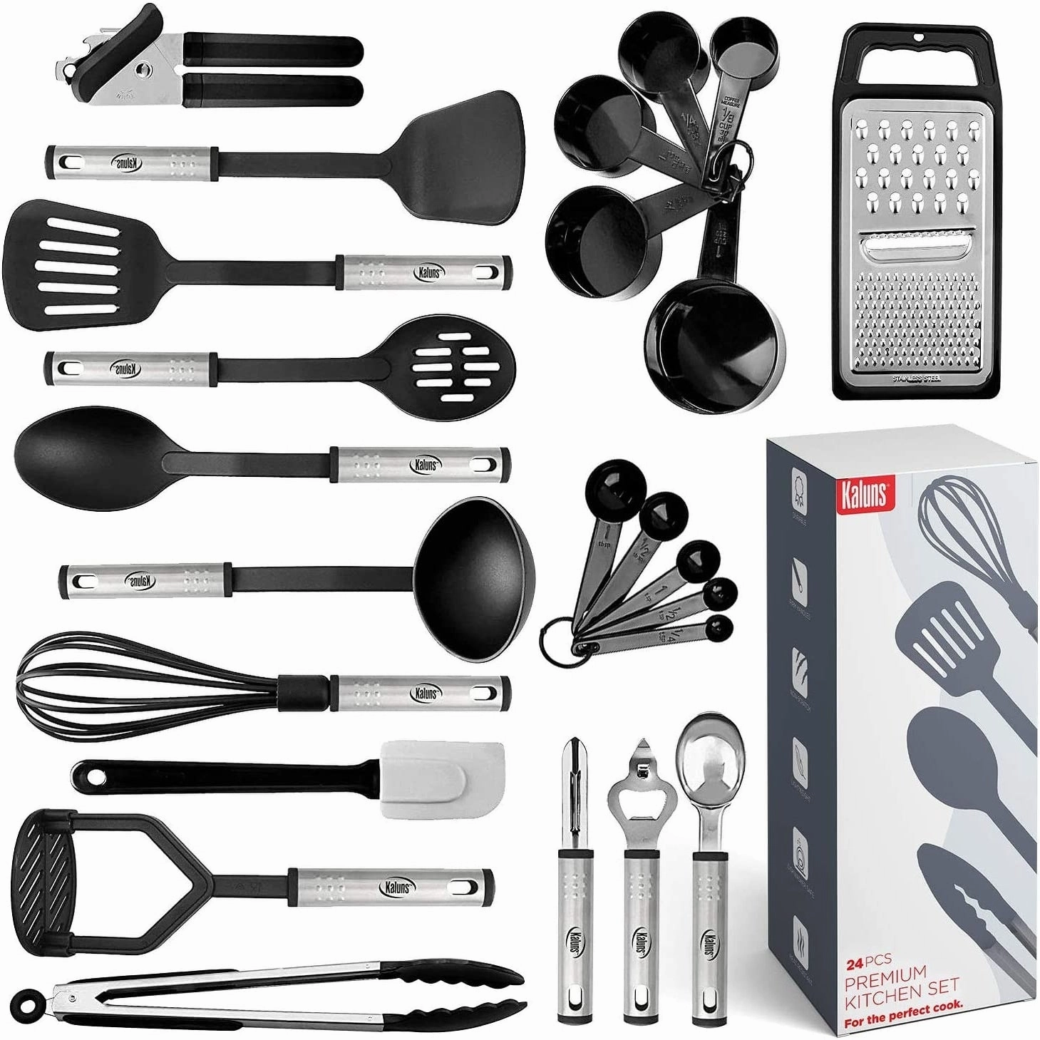 Kitchen Utensil Set, 24 Nylon and Stainless Steel Cooking Utensils