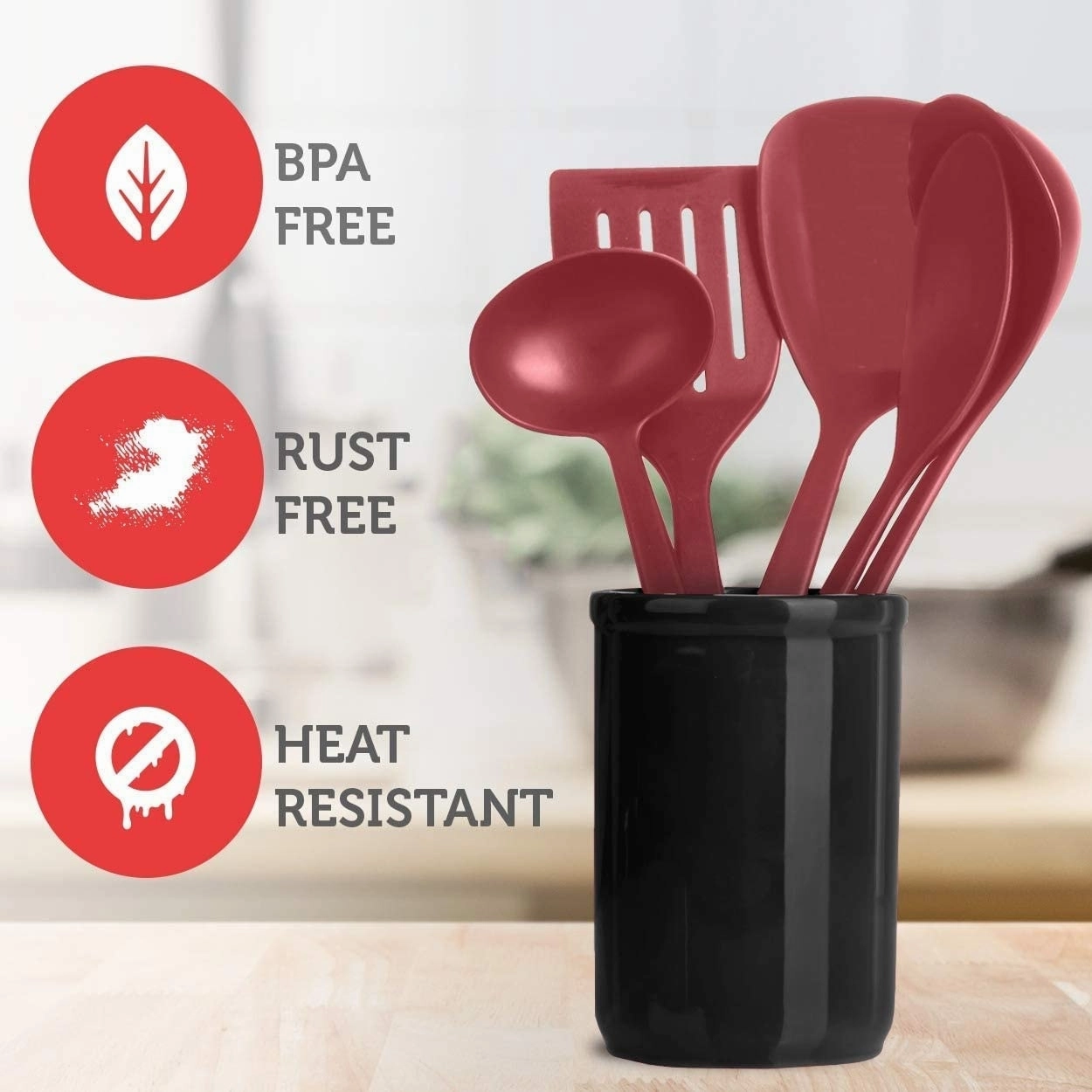 Kitchen Utensil Set, 24 Nylon and Stainless Steel Cooking Utensils