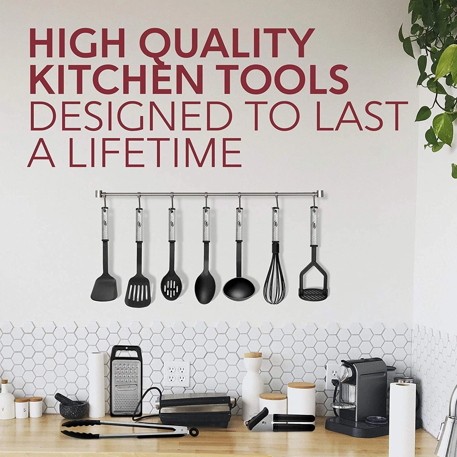 Kitchen Utensil Set, 24 Nylon and Stainless Steel Cooking Utensils