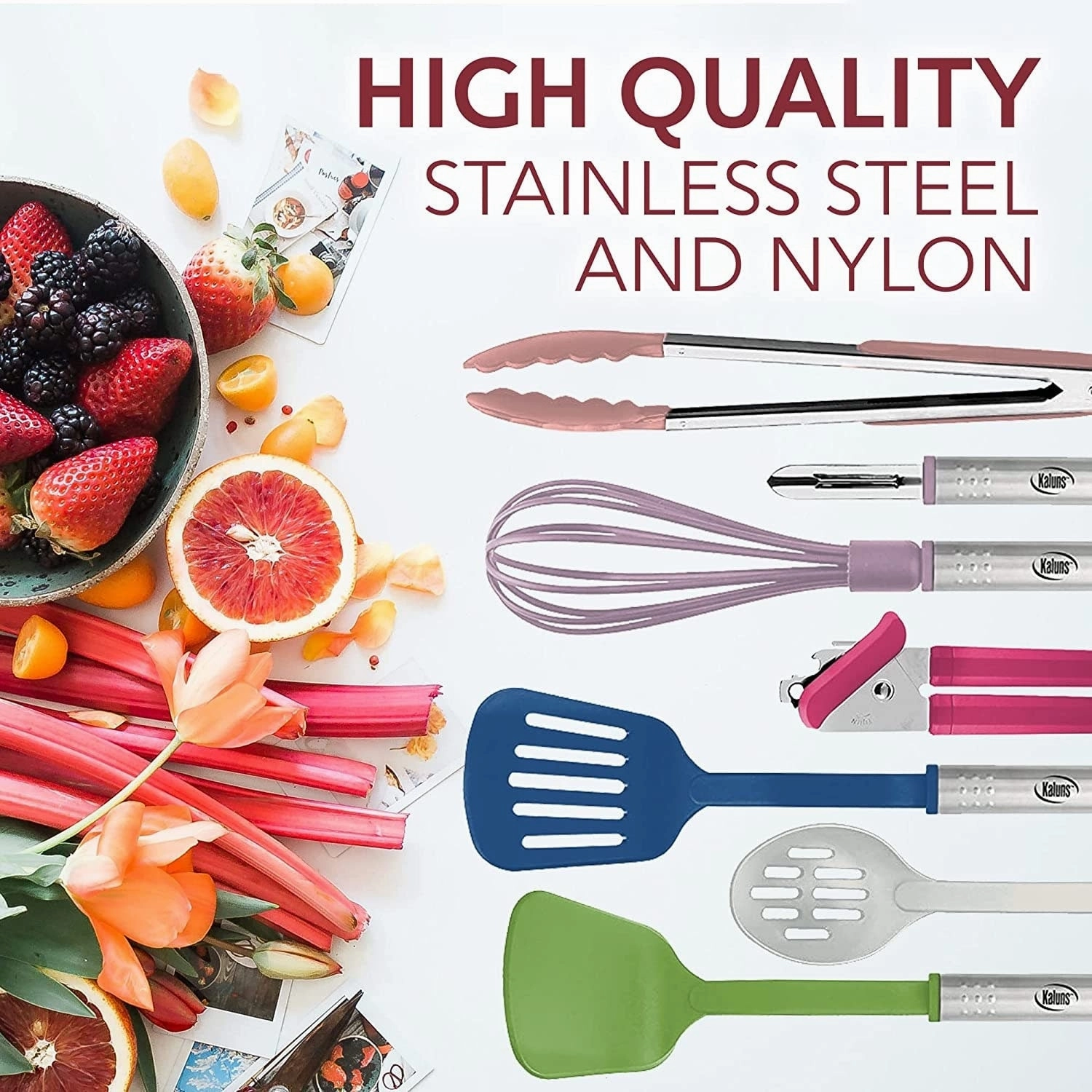 Kitchen Utensil Set, 24 Nylon and Stainless Steel Cooking Utensils