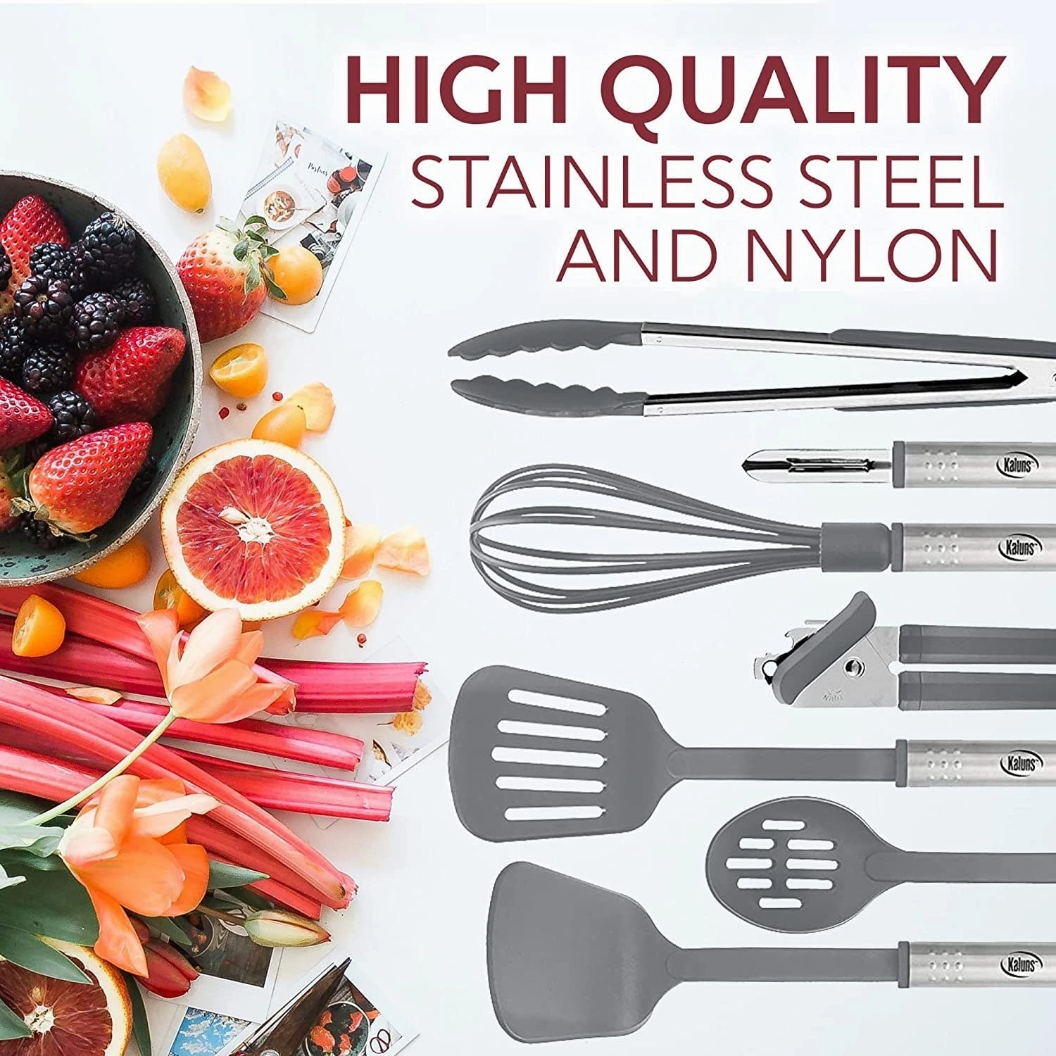 Kitchen Utensil Set, 24 Nylon and Stainless Steel Cooking Utensils